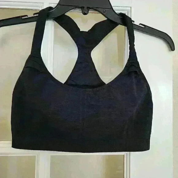 Athleta Black Racerback Sports Bra Medium Exercise Workout Athletic Loungewear - Picture 1 of 5